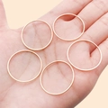 Set of 5 minimalist rose gold plated copper round rings for DIY jewelry making - 25mm / KC Gold
