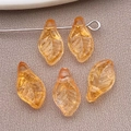 Amber glass leaf beads with engraved veins for DIY jewelry making accessories - 12x7 Hole 1mm / Transparent Orange Yellow
