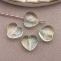DIY light green transparent glass heart beads with woven texture for jewelry making - Large Transparent Yellow-Green Gradient Heart Bead (26926)