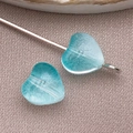 10mm lake blue frosted glass heart beads for DIY jewelry making and necklaces - Medium Transparent Lake Blue Heart Bead (26831)
