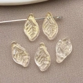 Miniature transparent glass leaf beads with gold foil veins for DIY jewelry making - 12x7 Hole 1mm / Transparent Champagne Gold Foil