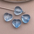 Light blue heart glass beads for DIY jewelry making with vertical holes set of four - Large Transparent Blue Heart Bead (26927)