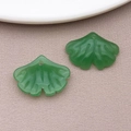 DIY jewelry charm featuring two green ginkgo leaves made of high-quality resin material - Jelly Dark Green Glass Ginkgo Leaf (26857) / 15x20mm