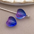 Blue-purple gradient heart glass bead on a silver pin for DIY jewelry making - Medium Transparent Dark Blue-Purple Gradient Heart Bead (26832)