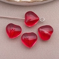 DIY jewelry making supplies with red heart glass beads for bracelets and necklaces - Large Transparent Red Heart Bead (26928)