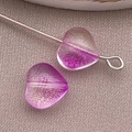 Purple gradient heart glass beads with internal crackle and glitter for jewelry making - Medium Transparent Purple Gold-Flecked Heart Bead (26833)