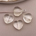 6mm clear amber heart glass beads with grid texture and pre-drilled holes for DIY jewelry - Large Transparent Yellow Heart Bead (26929)