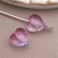Textured purple gradient heart-shaped glass bead for DIY jewelry making on a metal pin - Medium Transparent Blue-Purple Gradient Heart Bead (26835)