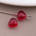 DIY 8mm transparent red heart-shaped glass bead with internal decorative texture - Small Transparent Red Heart Bead (26872)