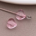 Pink heart-shaped glass bead accessory for DIY jewelry making on a silver needle - Small Transparent Pink Heart Bead (26873)