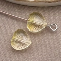 Translucent yellow heart-shaped glass beads with grid texture for DIY jewelry making - Medium Transparent Yellow Heart Bead (26837)