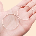 Minimalist large silver geometric round earrings for DIY jewelry making accessories - 40mm / White Gold