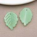 Light green faux glass leaf charm pendant with carved veins for DIY jewelry making - Jelly Green Tea Strawberry Leaf (26905) / 24x17mm