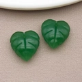 Pair of dark green Monstera leaf resin pendants for DIY earring and jewelry making - Dark Green Heart Shaped Leaf (26910) / 15x14mm