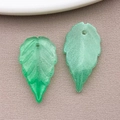 Frosted emerald green faux glass leaf pendants for DIY earring and jewelry making - Frosted Green Glass Pointed Leaf (26940) / 22x12mm