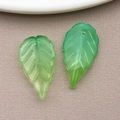 Translucent green glass leaf pendants with detailed veins for DIY jewelry making - Frosted Yellow Green Gradient Pointed Leaf (26945) / 22x12mm