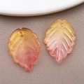 Leaf shaped glass pendants in yellow to pink gradient for DIY jewelry making - Transparent Orange Pink Gradient (BE47-26895)