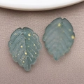Frosted deep blue glass leaf pendants with gold leaf flakes for DIY jewelry making - Frosted Gray Green Gold Foil (BE47-26896)