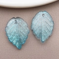 Light blue translucent leaf charms with glitter texture for DIY jewelry making - Transparent Blue Shimmer (BE47-26899)