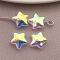 Cuentas de vidrio de estrella 8mm con efecto aurora para joyería artesanal - Estrella de Cinco Puntas (26716) / 8x8mm (1 Pieza) / Blanco Transparente Color AB