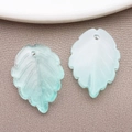 DIY frosted glass leaf pendant in blue-green gradient with delicate vein texture - Frosted Mint Green (BE47-26900)