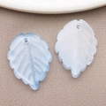 Leaf shaped glass pendants in light blue and cream white for DIY jewelry making - Frosted Blue (BE47-26901)