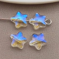 Cuentas de vidrio iridiscentes de 8mm en forma de estrella con revestimiento AB - Blanco Transparente Premium Irisado
