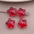 Cuentas de vidrio en forma de estrella roja 8mm y pines para bisutería artesanal - Rojo Transparente