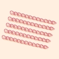 Five matte pink painted iron extension chains for DIY jewelry making and keychains - Pink