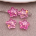 Cuentas de vidrio translúcido rosa en forma de estrella con pan de oro para joyas - Rojo Rosa Esmerilado Pan de Oro