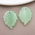 Light green glass leaf charms for DIY jewelry making with subtle gold leaf veins - Jelly Green (BE47-26905)