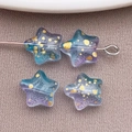 Cuentas de estrella 8mm de vidrio degradado azul violeta con pan de oro para joyas DIY - Degradado Azul Púrpura Esmerilado Pan de Oro