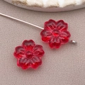 Translucent red 13mm cherry blossom glass charm for handmade jewelry making - Cherry Blossom (26848) / 1 Piece (13mm) / Transparent Red