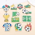 Zinc alloy enamel football charms set featuring jersey and trophy for DIY jewelry making - Enamel Football Charm Assortment (SN1656)