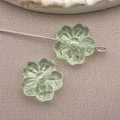 Light green transparent 13mm cherry blossom glass flower bead with silver pin loop - Transparent Light Green