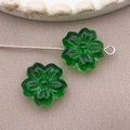 Green 13mm glass cherry blossom flower beads for DIY bracelet and earring making - Transparent Green