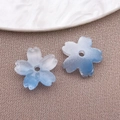 Blue and white gradient 10mm cherry blossom glass beads for DIY hair accessory making - Lampwork Sakura (26948) / 1 Piece/Pack (10mm Hole 1.2mm) / Transparent Blue