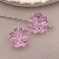 Pink cherry blossom glass beads for jewelry making with silver metal pins - Transparent Purple