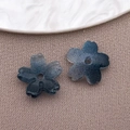 10mm gradient blue frosted glass cherry blossom beads for DIY jewelry making - Lampwork Sakura (26949) / 1 Piece/Pack (10mm Hole 1.2mm) / Transparent Black Blue Gradient