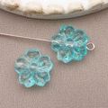 Lake blue cherry blossom glass beads for DIY handmade jewelry and accessory making - Transparent Blue
