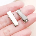 Polished silver metal duckbill hair clip base for DIY jewelry making accessories - 20x8mm / White Gold
