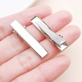 Pair of silver metal alligator hair clips for DIY hair accessories and craft supplies - 32x8mm / White Gold