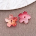 Pink and orange gradient 10mm cherry blossom glass beads for DIY hair accessories - Lampwork Sakura (26952)