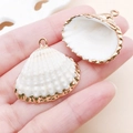 Pendentifs coquillages naturels dorés pour création de bijoux DIY tenus en main - 28x28mm Or Beige Coquillage Marin Neige Naturel (25328) (Tailles Assorties)