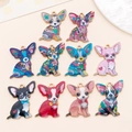 Detailed assortment of ten colorful enamel chihuahua dog alloy pendants for DIY jewelry - Assorted Painted Styles
