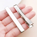 Barrettes crocodile en métal argenté avec surface lisse et conception dentelée - 56x11mm / Or blanc