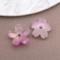Pink gradient 10mm cherry blossom glass beads with glitter for DIY jewelry making - Lampwork Sakura (26954)
