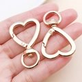 Set of two rose gold heart shaped swivel lobster clasps for DIY jewelry and keychain making - KC Gold Heart Clasp (42x26x5mm)