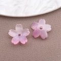 Pink and purple 10mm frosted glass cherry blossom beads for DIY handmade hair accessories - Lampwork Sakura (26958)