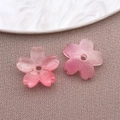 Set of two pink gradient cherry blossom glass beads for DIY hair accessory making - Lampwork Sakura (26962)